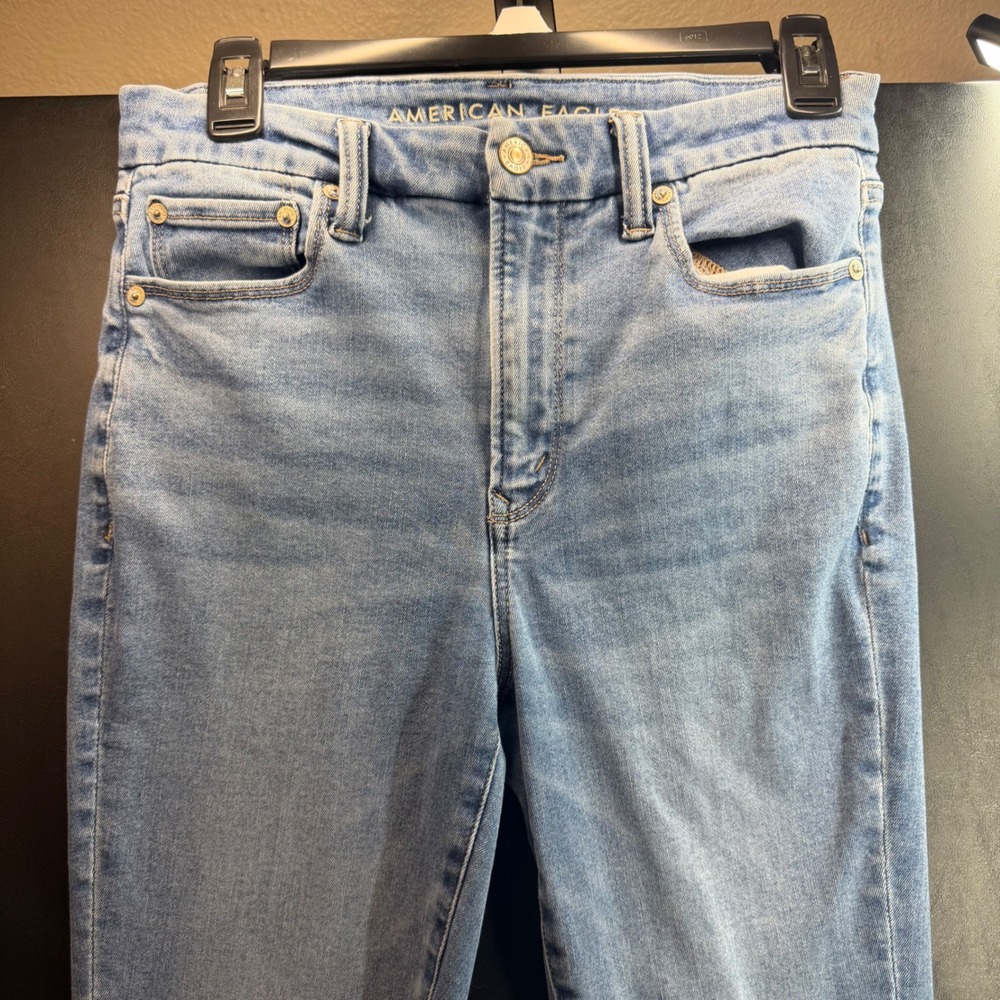 American Eagle Luxe Stretch Jeans Women Medium Short Light Blue High Rise Skinny - Picture 3 of 11